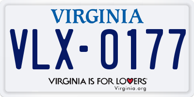 VA license plate VLX0177