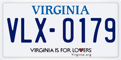 VA license plate VLX0179