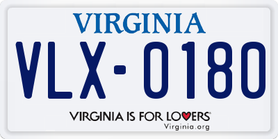 VA license plate VLX0180