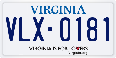 VA license plate VLX0181