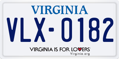 VA license plate VLX0182