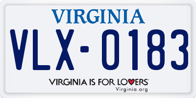 VA license plate VLX0183