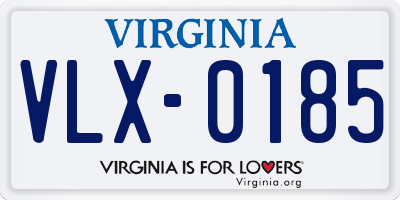 VA license plate VLX0185