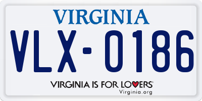 VA license plate VLX0186