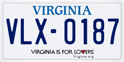 VA license plate VLX0187