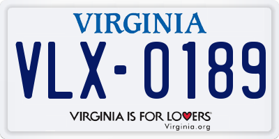 VA license plate VLX0189