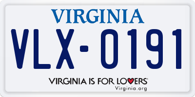 VA license plate VLX0191