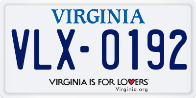 VA license plate VLX0192