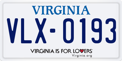 VA license plate VLX0193