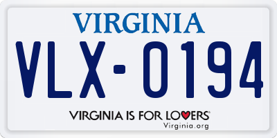 VA license plate VLX0194