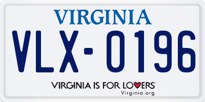 VA license plate VLX0196