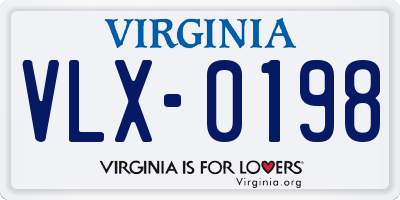 VA license plate VLX0198