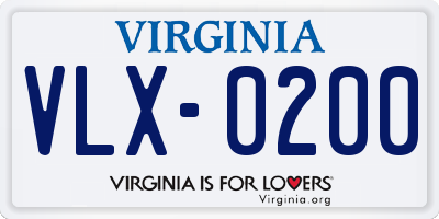 VA license plate VLX0200