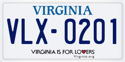 VA license plate VLX0201