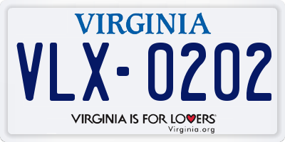 VA license plate VLX0202