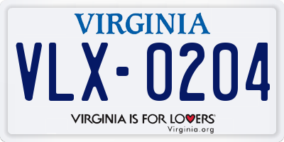 VA license plate VLX0204