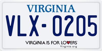 VA license plate VLX0205