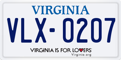 VA license plate VLX0207