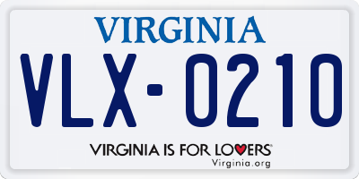 VA license plate VLX0210