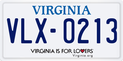 VA license plate VLX0213