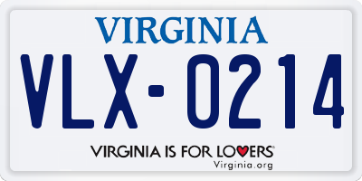 VA license plate VLX0214