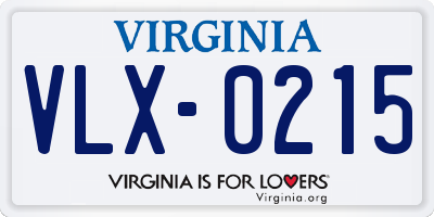 VA license plate VLX0215