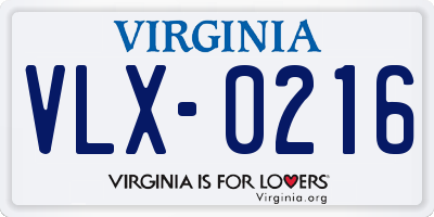 VA license plate VLX0216