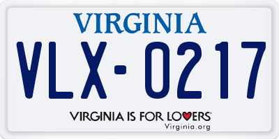 VA license plate VLX0217