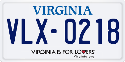 VA license plate VLX0218