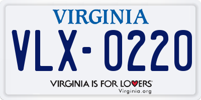 VA license plate VLX0220