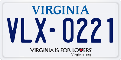 VA license plate VLX0221