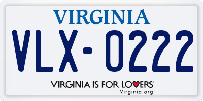 VA license plate VLX0222