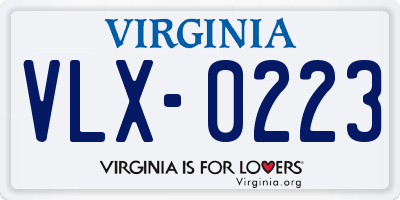 VA license plate VLX0223