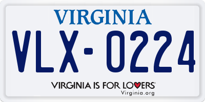 VA license plate VLX0224