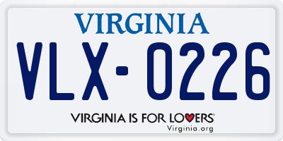 VA license plate VLX0226