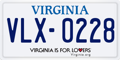 VA license plate VLX0228