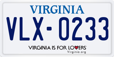 VA license plate VLX0233