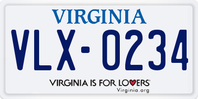 VA license plate VLX0234