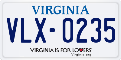 VA license plate VLX0235