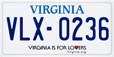 VA license plate VLX0236