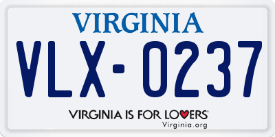 VA license plate VLX0237