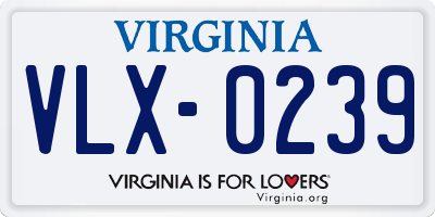 VA license plate VLX0239