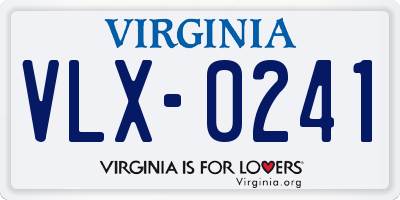 VA license plate VLX0241