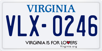 VA license plate VLX0246