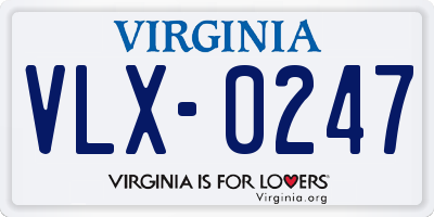 VA license plate VLX0247