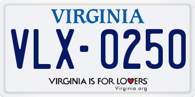 VA license plate VLX0250