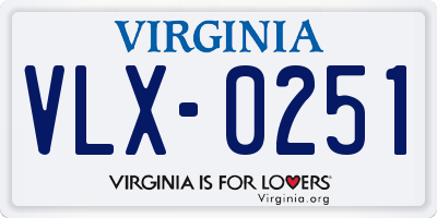 VA license plate VLX0251