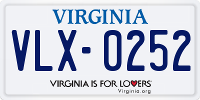 VA license plate VLX0252