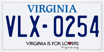 VA license plate VLX0254