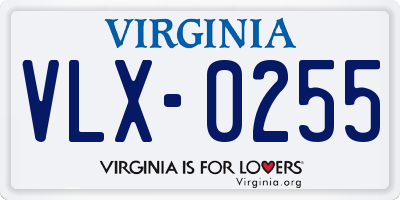 VA license plate VLX0255